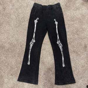 Hills & Valleys Acid Wash Skeleton Flare Sweatpants Size Large
